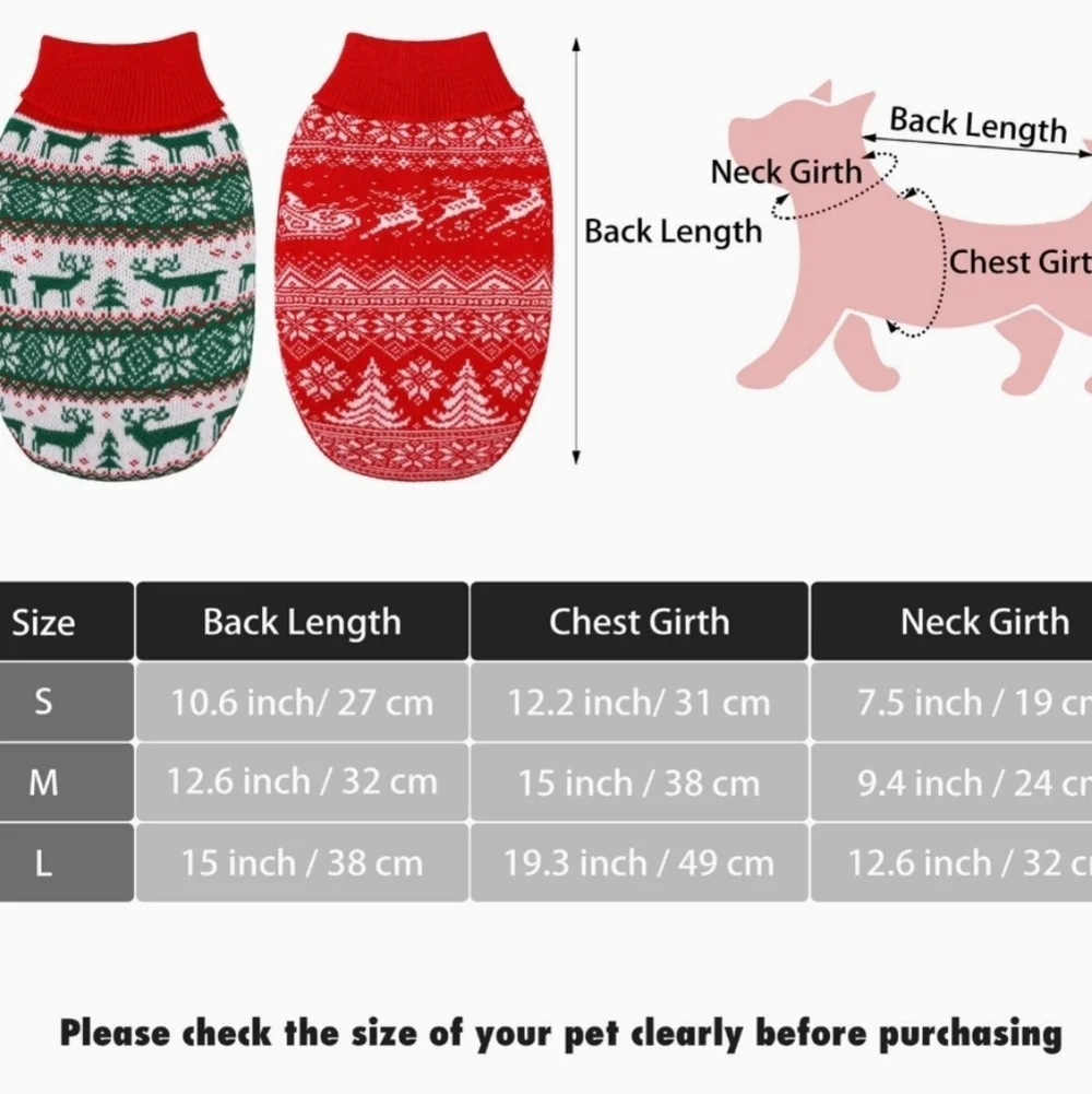Pedgot 2 Pack Christmas Dog FairIsle Sweater Set Size Medium
